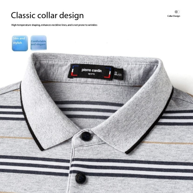 Pierre Cardin Men's Grey & Blue Striped Polo P61113013J93